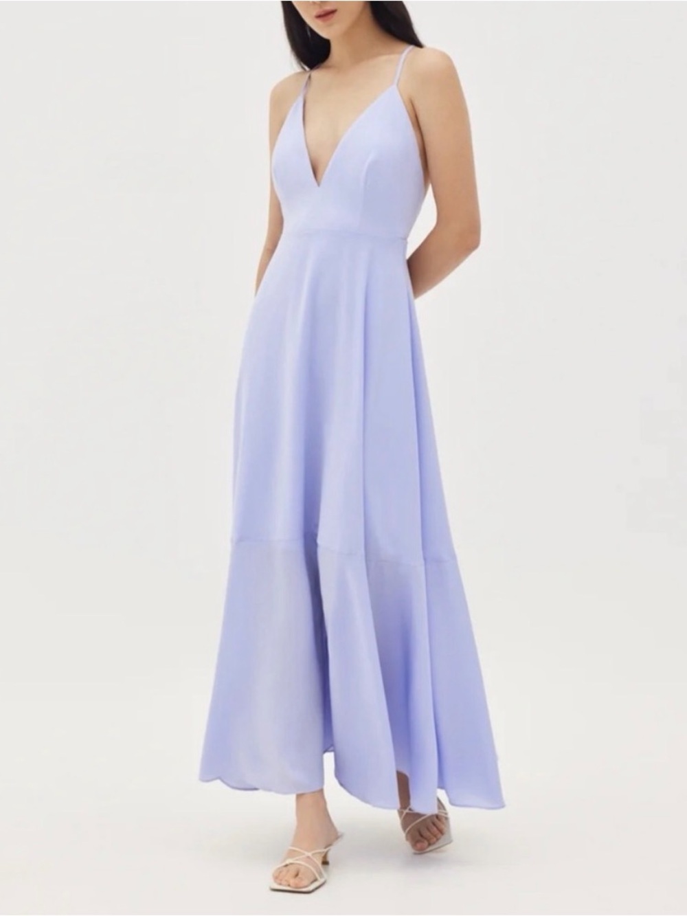 Lavender Halter V-Neck Maxi Dress